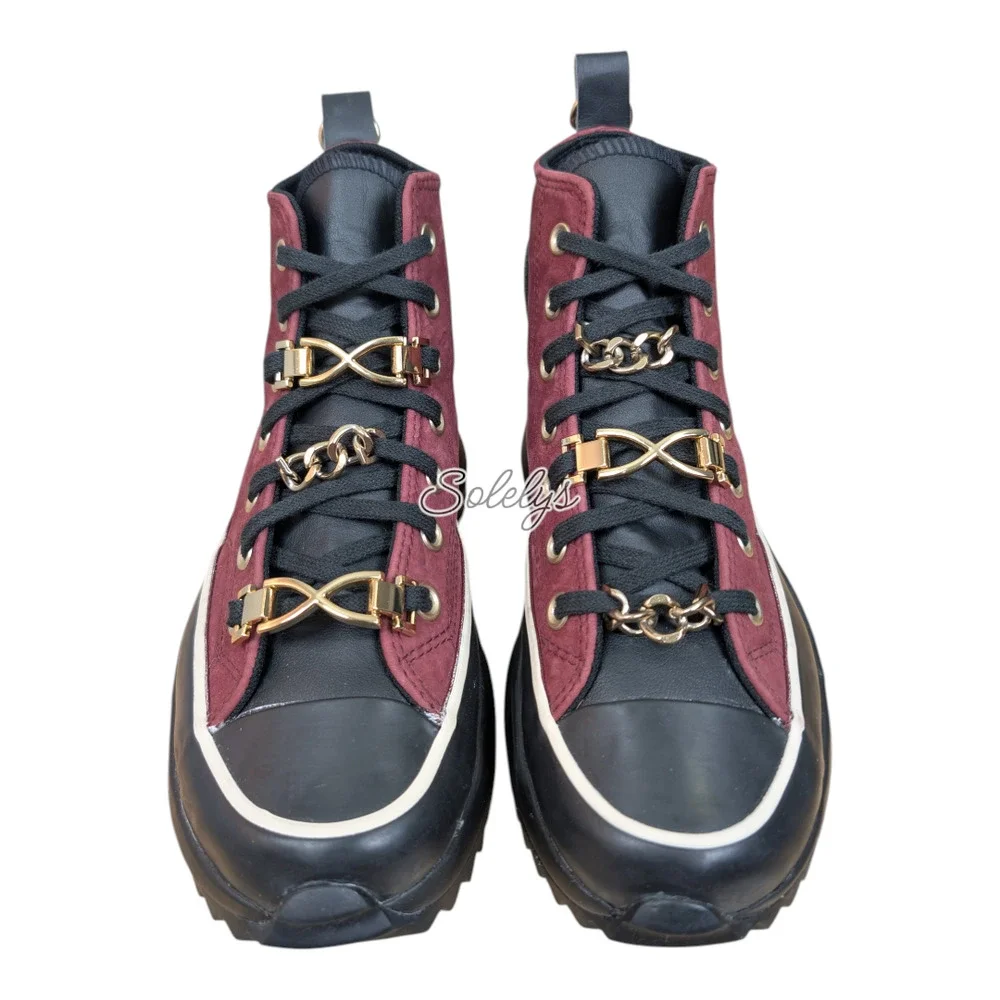 Converse Run Star Hike High Deep Ox Bordeaux Regal Red Black Leather Womens 7 - Picture 2 of 11